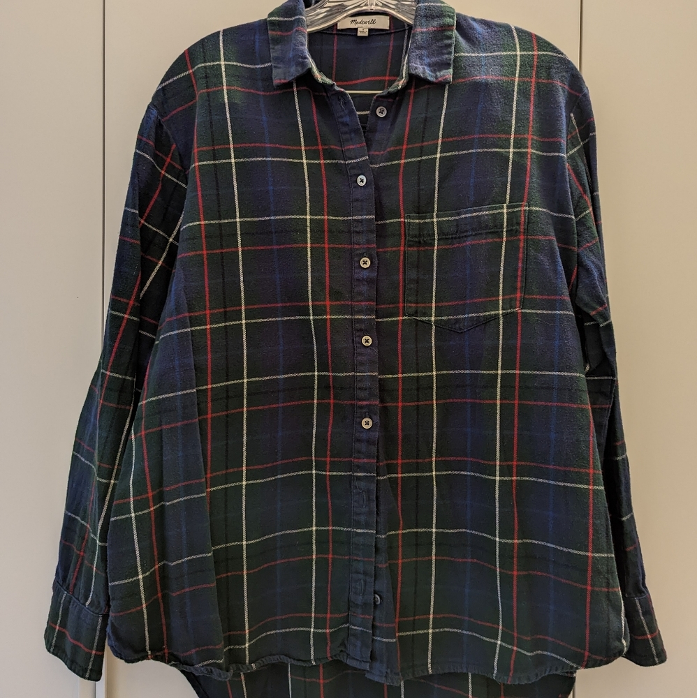 Madewell Navy Plaid Button-up